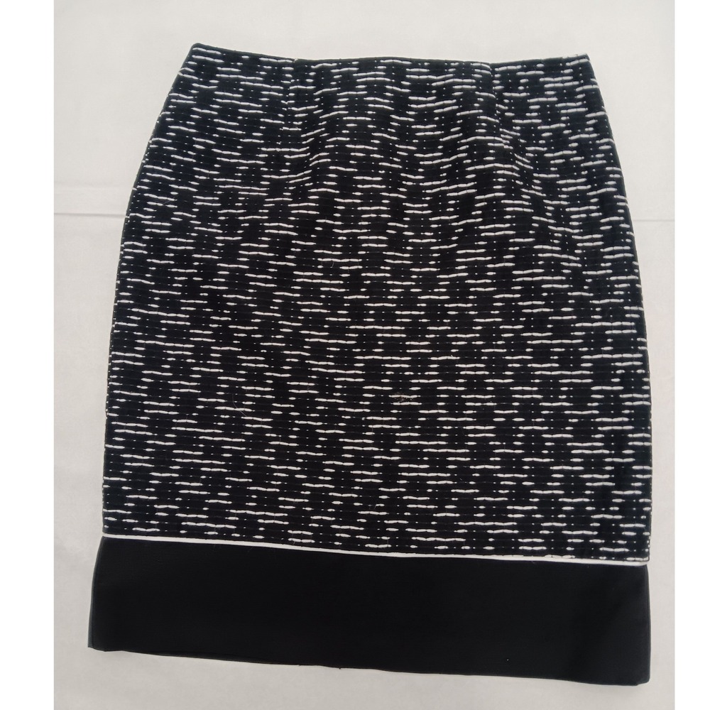 Worth Women's Black White Textured Dash Print Pencil Skirt Size 10 Side Zip